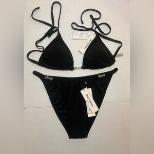 Juicy Couture Black Triangle Logo Bikini Set